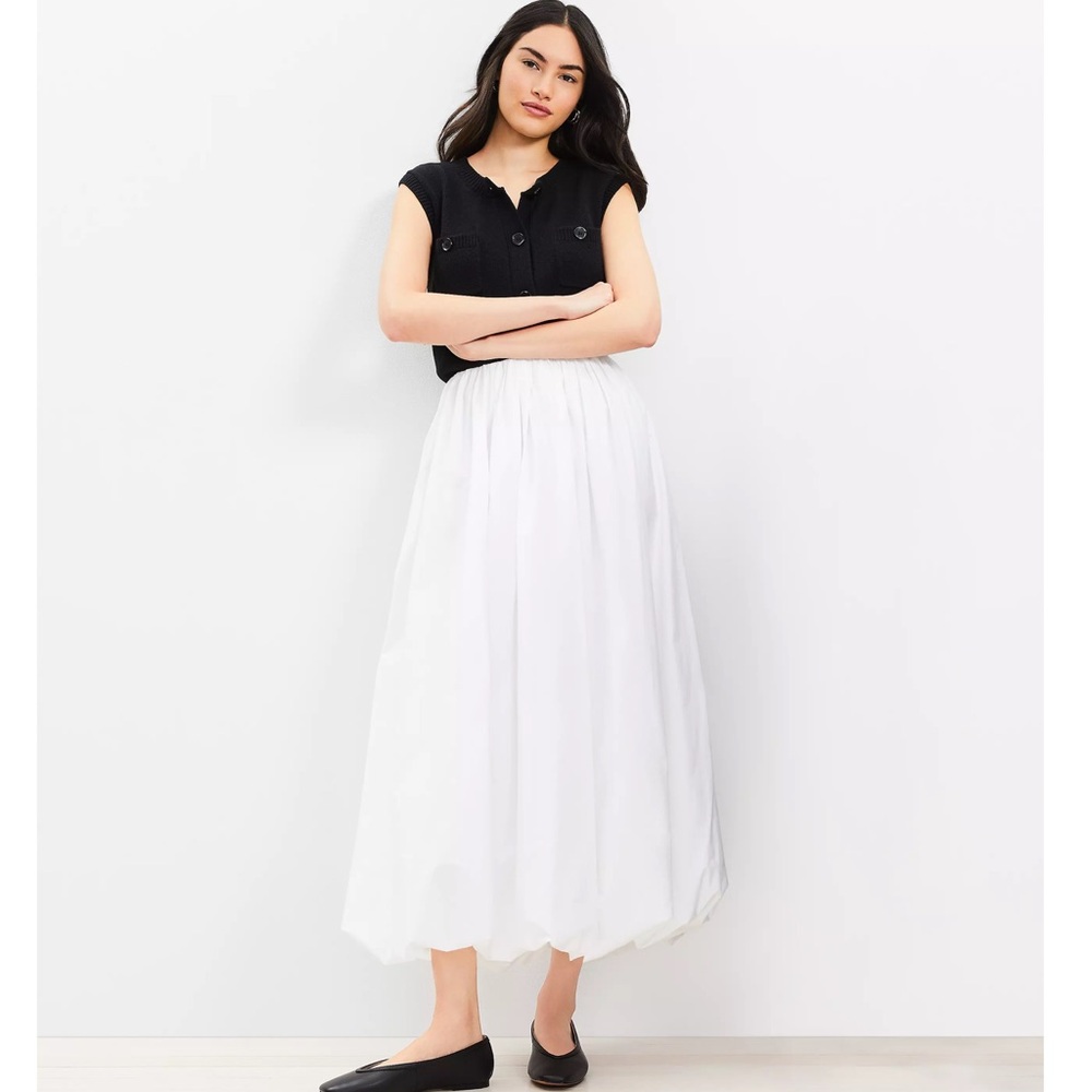 MELLODAY Elegant White Ballon Maxi Skirt XL